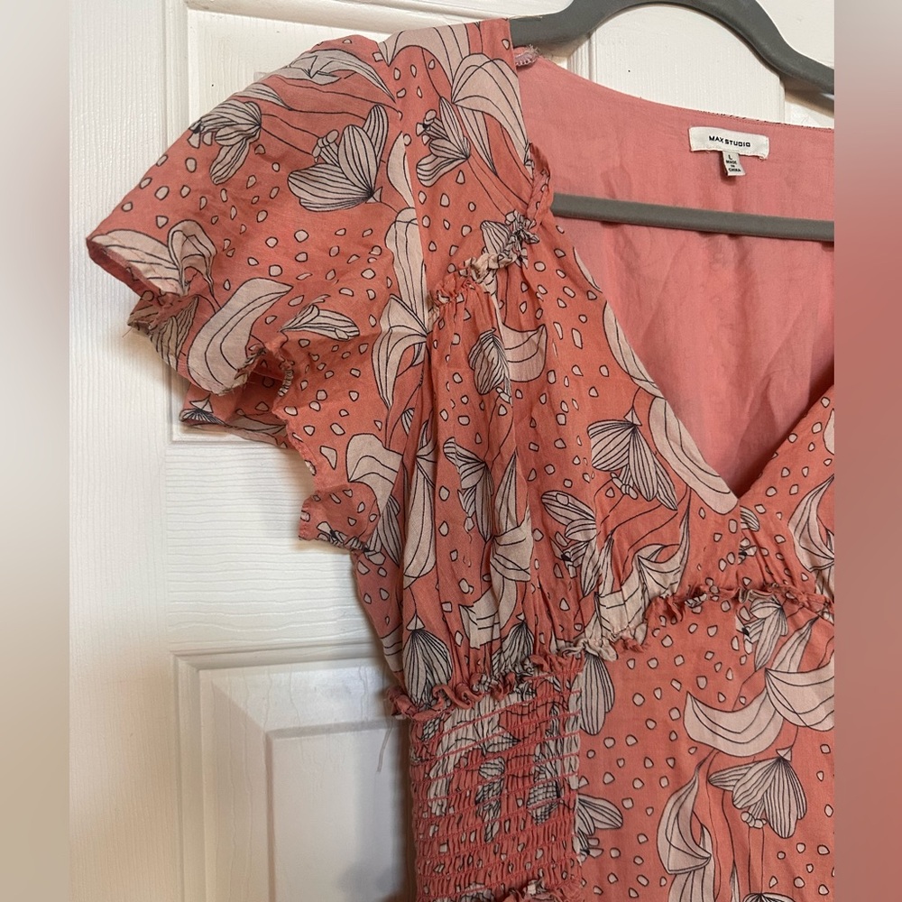 Max Studio Women's Coral Floral Blouse